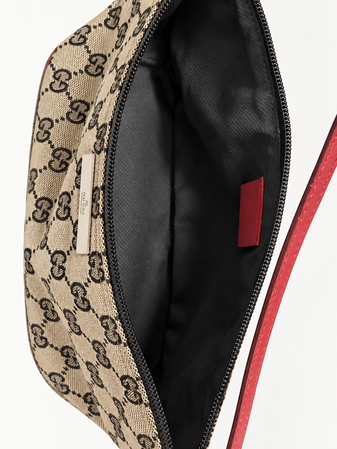Gucci Vintage GG Canvas Boat Bag – Red Leather