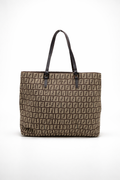 Fendi Zucca Pattern Khaki Canvas Leather Handbag