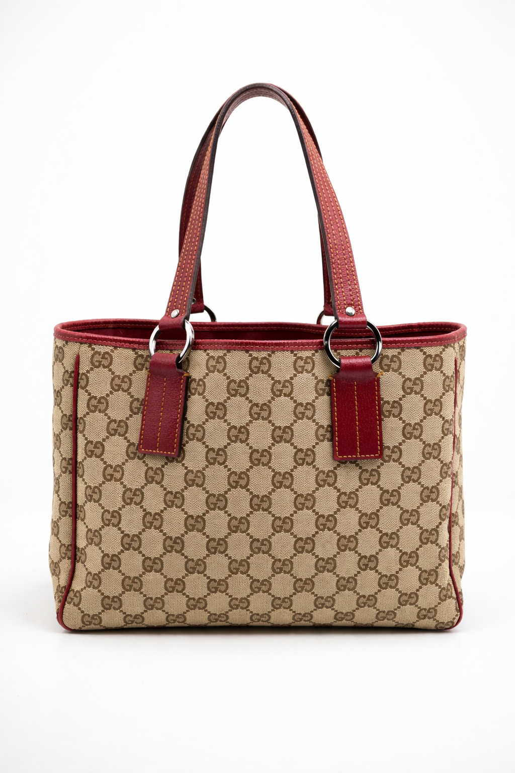 Gucci GG Canvas Leather Red Beige