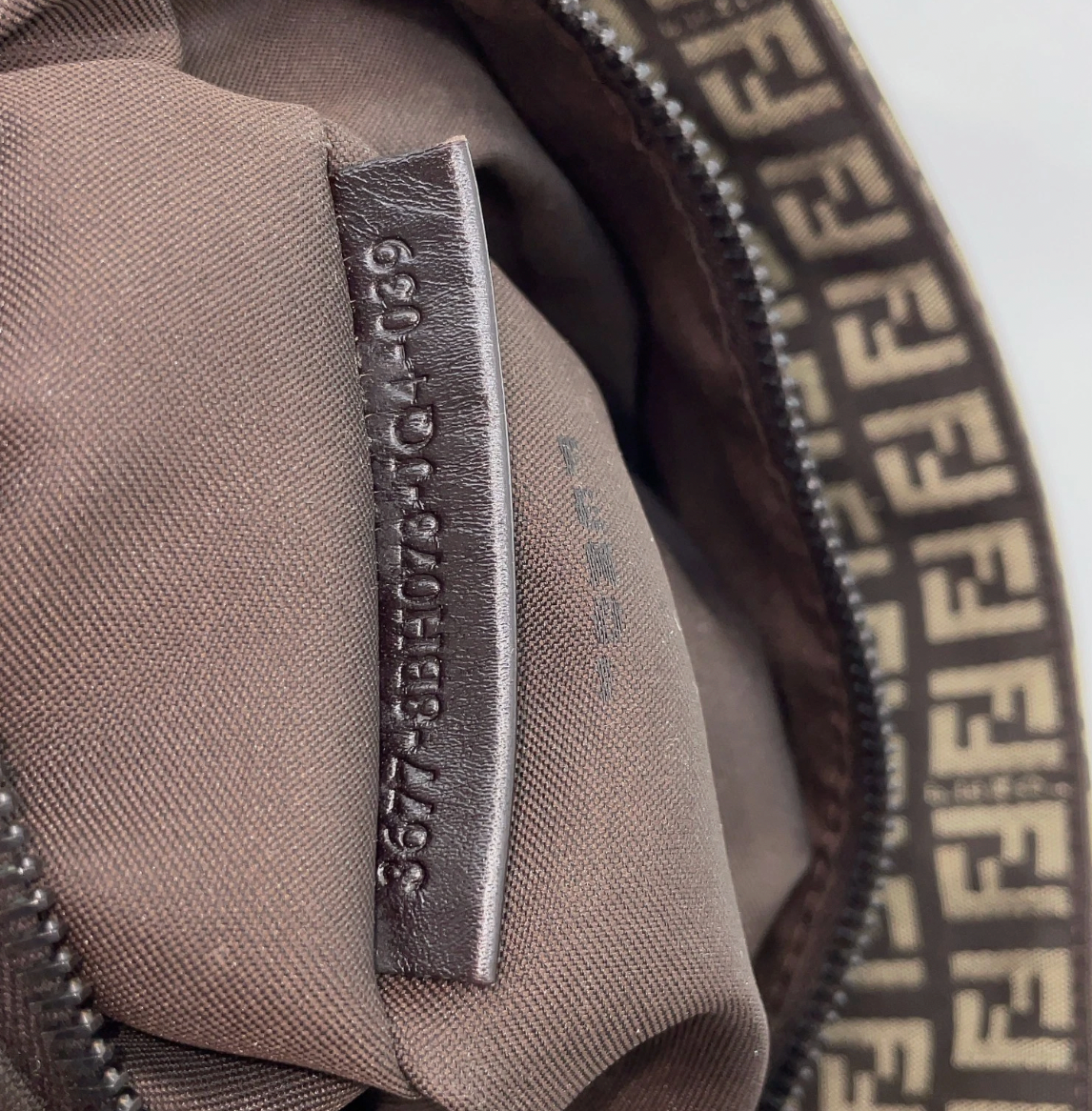 Fendi Zucca Pattern Khaki Canvas Leather Handbag