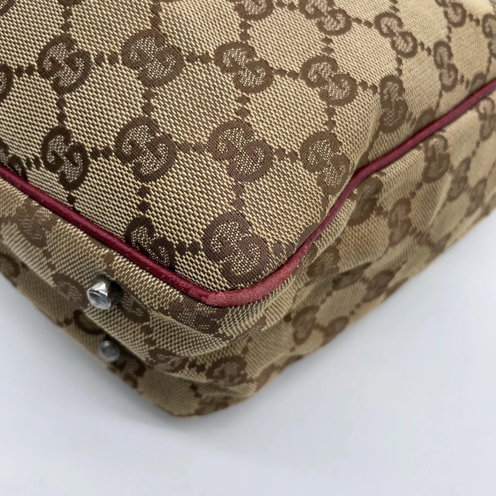 Gucci GG Canvas Leather Red Beige