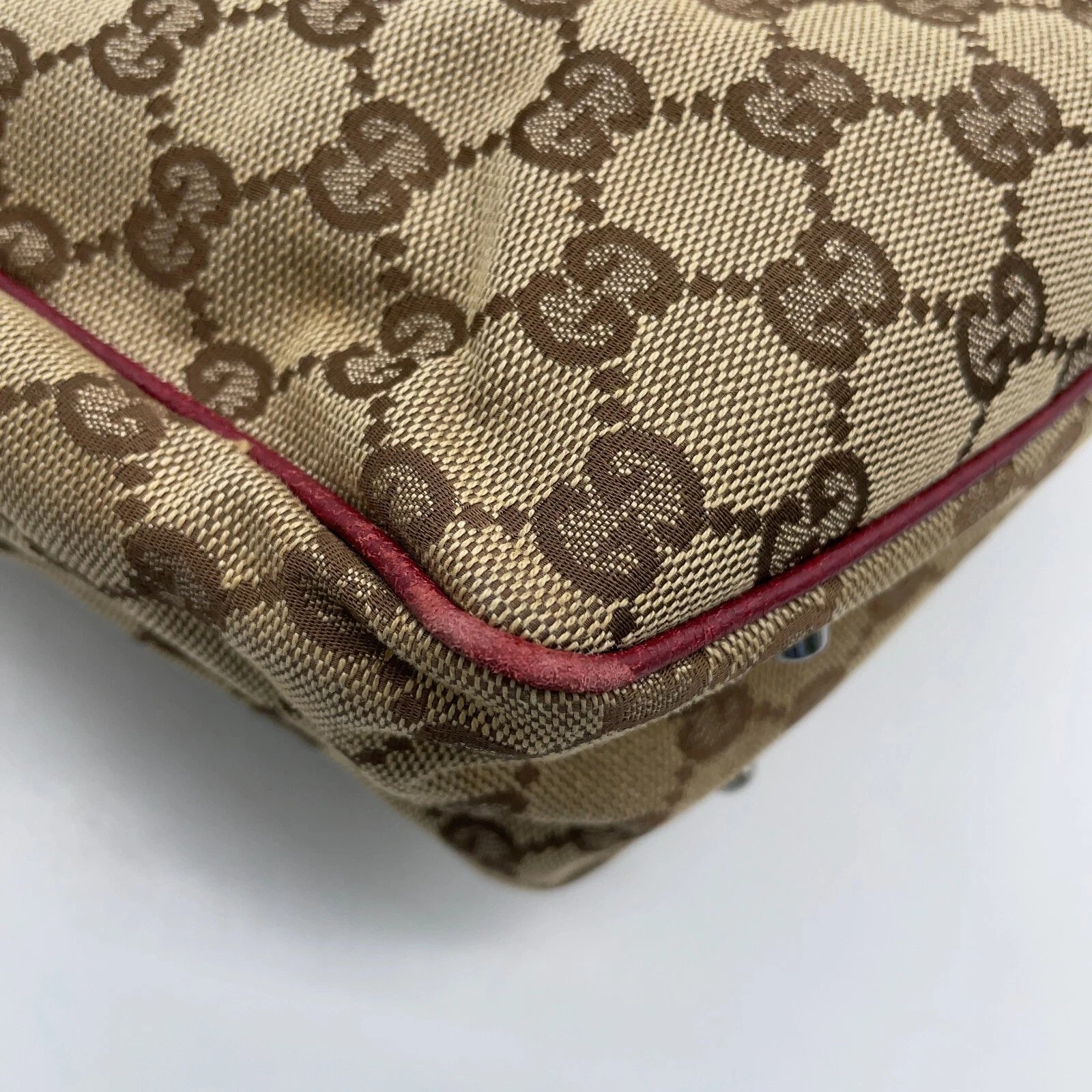Gucci GG Canvas Leather Red Beige