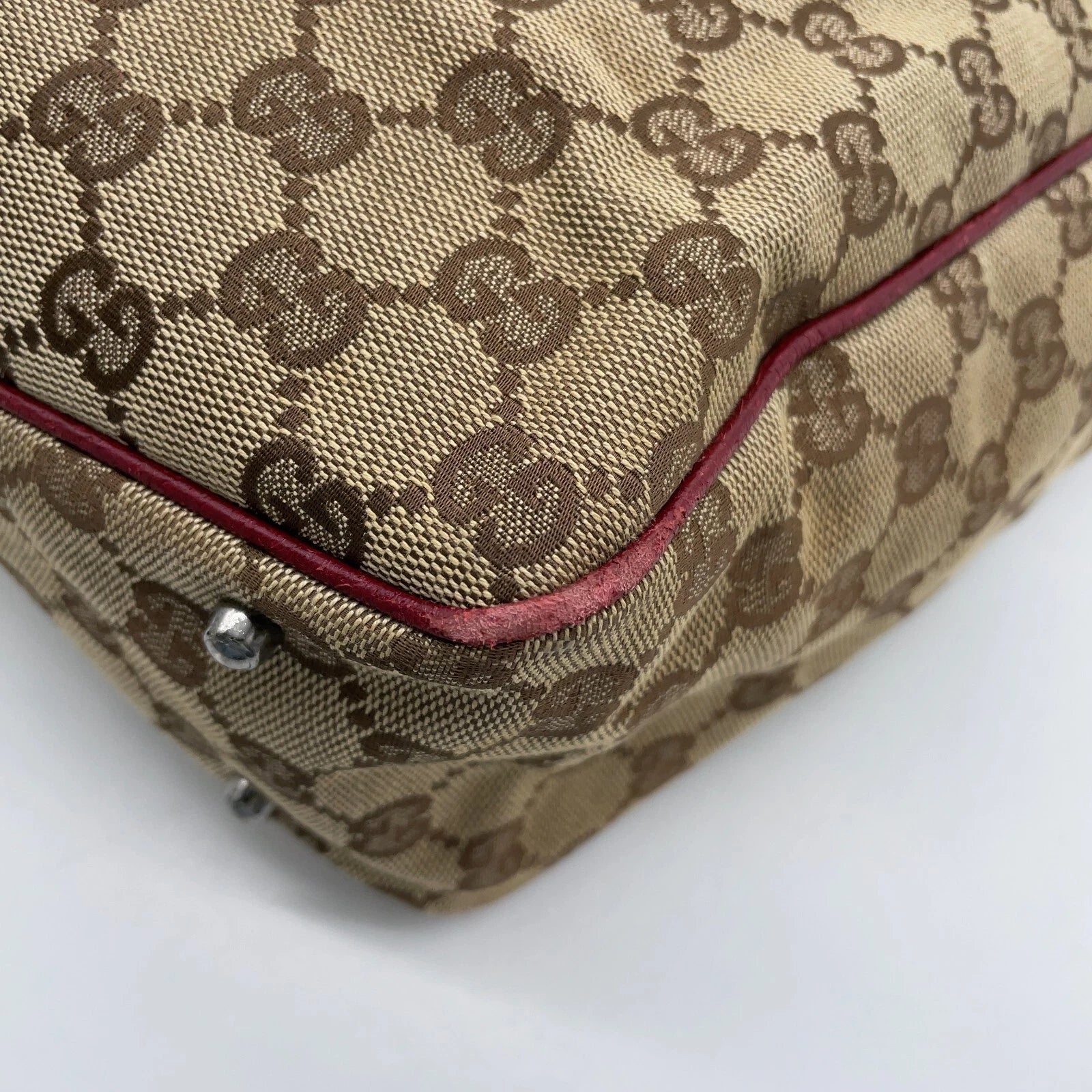 Gucci GG Canvas Leather Red Beige